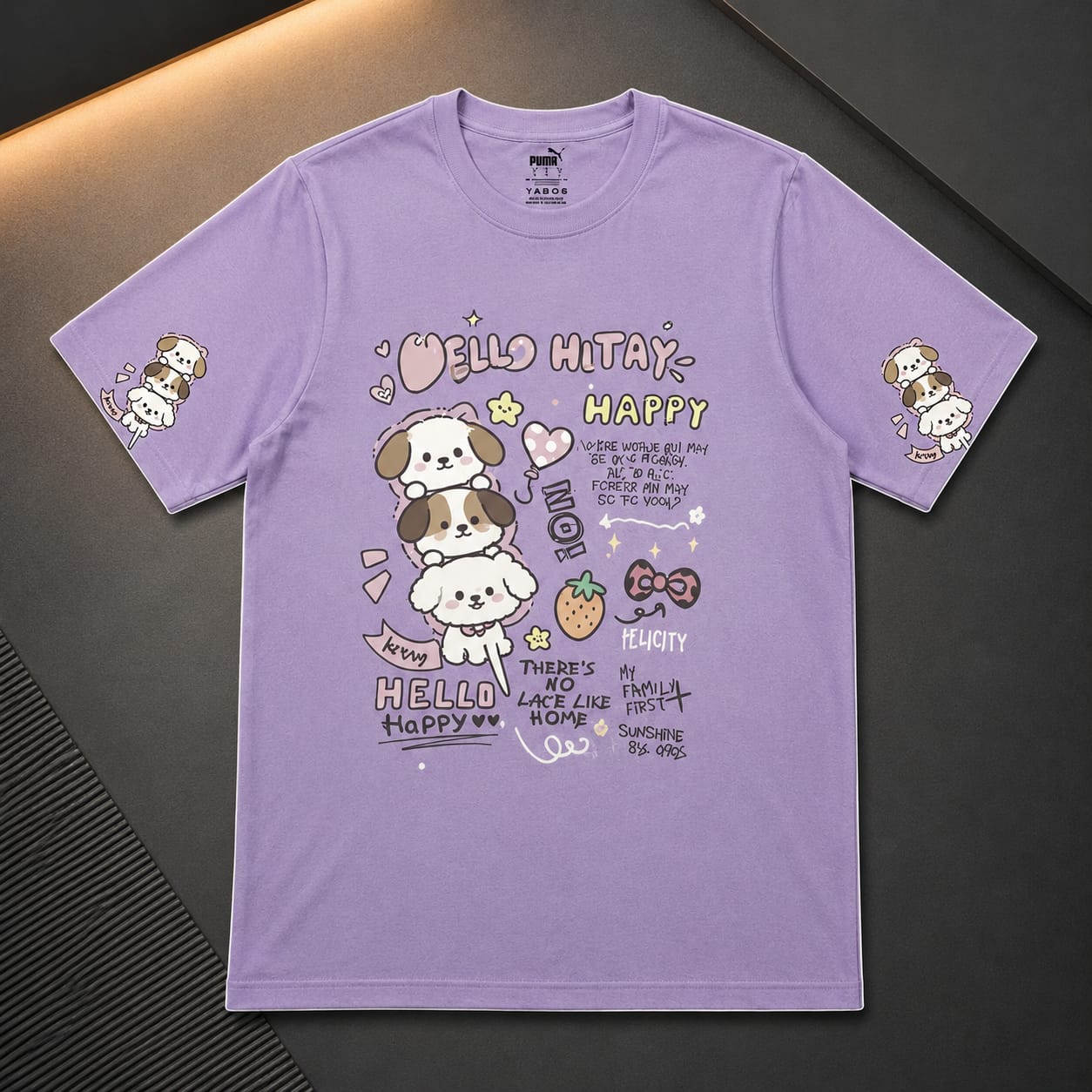 Girls Cute Puppy Graphic Oversized T-Shirt (RR-04)