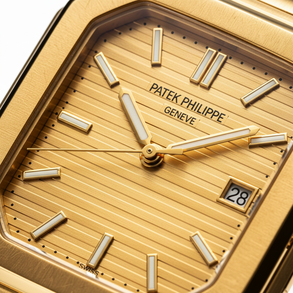 Gold Dial Square Case Watch (07)