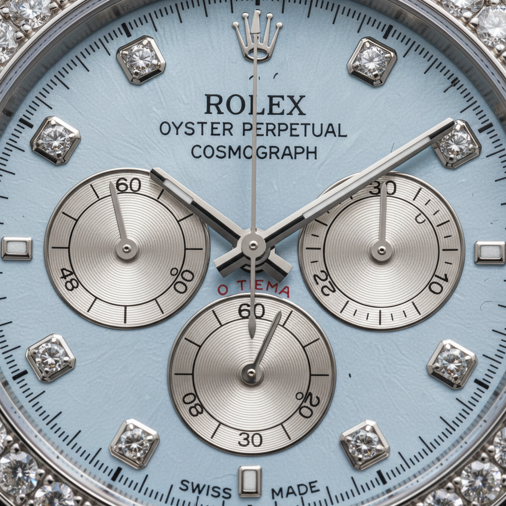 Ice Blue Diamond Bezel Chronograph Watch (05)